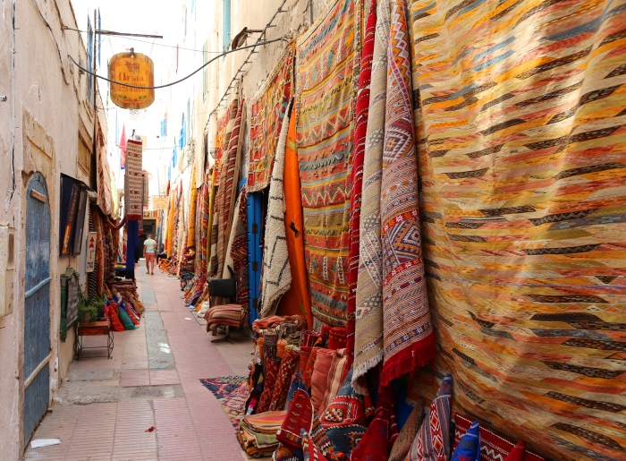 Rugs for sale in Essaouira.